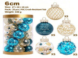 25-Piece PET Christmas Ball Ornament Set with Glitter and Sequin Detailing, Shatterproof Holiday V1341-ZY-JJ9ULJV3-WHITEGOLD
