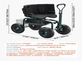 Rolling Garden Cart with Swivel Seat Wheels Extendable Handle Storage Box V952-KYDHYZYZXKSSSHX39001V0