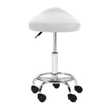 Artiss Salon Stool Saddle Swivel Chair White SALON-B-ERG-WH