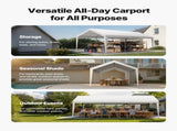 Carport Car Canopy 10 x 20 FT Heavy Duty Portable Car Shelter Tent White V952-KFSJSQCCKBS8QFX1I001V0