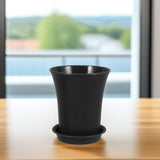 Set of 10 Modern Black Plastic with Drainage Holes and Removable Trays for Indoor and Outdoor Plants V1369-AZ3-W-14275