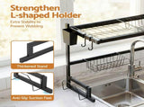 Cefito Dish Drying Rack for Kitchen Storage Organisation Kitchen Sink Organiser Dish Drainer DR-E-OVER-65-BK