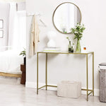 VASAGLE Console Table with Tempered Glass Golden V227-9101101023230