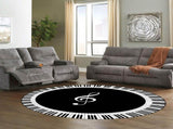 Musical Note Black White Piano Key Printed Round Carpets Area Rugs for Home Living Room Bedroom V1294-YM0716-10104492