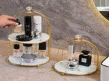 Gold and White Elegant 2-Tier Gold Birdcage Cosmetic Organizer - Wrought Iron Countertop Storage V888-ELOSUNG27985