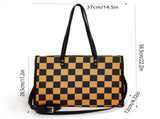 Yellow and black checkered tote bag Go shopping/to work/on a trip, wear it in different styles V1102-HEBB-002