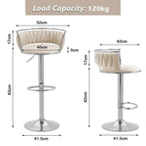 SERENIT Silver Swivel Upholstered Velvet Adjustable Height Counter Stool with Metal Frame White V255-GP2311R-WHITE