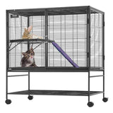 VEVOR 39" Metal Small Animal Cage 2-Tier Rolling Ferret Cage with Tray A Ramp V952-JSXDL362439IF6COGV0