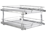 2 Tier 20"Wx21"Dx15"H Pull Cabinet Organizer, Heavy Duty Slide Pantry Shelves, Steel Roll V952-HGS220W21D15HSW3PV0