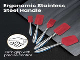Gourmet Easy 5pcs Silicone Spatula Set, Heat Resistant with Stainless Steel Handle V1376-UTEN5RED