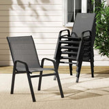 Gardeon 6PC Outdoor Dining Chairs Stackable Lounge Chair Patio Furniture Grey FF-B-STA-CHAIR-GE-X6