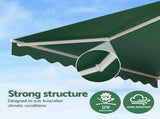 Instahut Retractable Folding Arm Awning Manual Sunshade 5Mx3M Dark Green AWN-B-ARM-50X30-DKGN