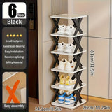 9-Tier Foldable White/Black Shoe Rack, space-saving vertical design for entry halls, living rooms, V1106-KZDXJ002