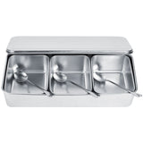 Household 3Grid Stainless Steel Seasoning Box Jar Spice Container Set with Spoons Cover V1294-YM0901-3118200093411