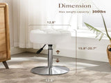 Adjustable Vanity Stool, 360 Swivel Chair for Makeup Room, White Faux Leather Stool for Bathroom & V1258-DP02-C-1414