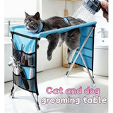 Foldable Pet Grooming Table for Cats and Small Dogs, Multi-functional Care Station with Mesh Bed, V1341-ZY-TK4YMV6X-PINK