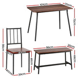 Artiss Dining Table and Chairs Set of 4 Bench Kitchen Furniture Rustic Brown DSET-D-BH11-BR