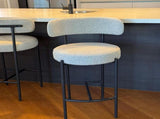 Sleek White Quartz Metal Boucle Elsa Bar Stools V264-DNC-417B-MCR-02-1