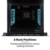 EUROCHEF 60cm 10 Function Built-In Electric Wall Oven, 80L Air Fryer Water Clean Fan Forced Pizza V219-COKOVNEC8A2A
