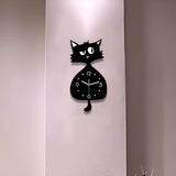 Black Gray Cat Wall Clock Unique Home Decor Silent Wall Clock Cat Decor Australia Modern V1347-115-GRA-17543