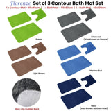 Florenz Set of 3 Contour Bath Mat Set Green V442-ATX-BATHM-3PCEFLORENZ-GREEN-SH