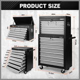 Grey 17 Drawer Tool Box Trolley Cabinet Storage Cart Garage Toolbox Organiser V465-86193_86194