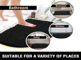 Black Bathroom Rug Set 2 Piece, Bath Mats for Floor, Super Thick Soft Shaggy Chenille Machine V1259-DP01-A-4433