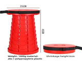Red Portable Outdoor Telescopic Folding Stool with 100 Weight-Bearing Buckles, Lightweight and V888-ELOSUNG17173