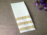 50Pcs Chic White Paper Napkins with Plated Gold Embossed Pattern for Dinner Party and Wedding V1192-AZ-W-22510