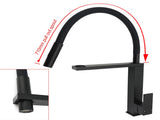 Matt Black Swivel Kitchen Sink Basin Mixer Swivel Faucet Tapware Pull Out Spout V1233-KSQ509B