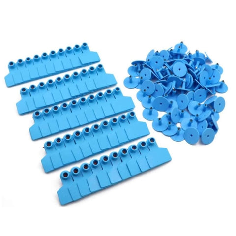 100x Cattle Ear Tags 5x4cm Set Cow Sheep Goat Blue Small Blank Livestock Label V238-SUPDZ-32497122476112