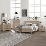 5 Pieces Bedroom Suite Natural Wood Like MDF Structure Queen Size Oak Colour Bed, Bedside Table, V43-BDS-CEL-5PC-TBY-DRS-Q-OAK