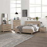 5 Pieces Bedroom Suite Natural Wood Like MDF Structure Double Size Oak Colour Bed, Bedside Table, V43-BDS-CEL-5PC-TBY-DRS-D-OAK