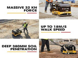 BAUMR-AG 125kg 450x630mm 7HP Plate Compactor, 32kN Vibratory Compaction, Wheel Kit, Protective Paver V219-TOLPLCBM8C5A