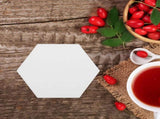 HOOWIFFY 10Set White Ceramic Hexagonal Coasters with Nonslip Heat Resistant Surface for Sublimation V1189-WXFWAL-20260326-02404