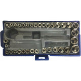 50 pcs 1/4" 3/8" Socket Wrench Set Reversible Ratchet Handle Drive 12 pcs Hexagon Screw Bits V1188-MS-227-2824