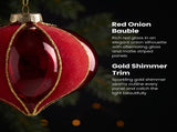 Christabelle 6 Red Glass Christmas Baubles Onion Shape 10cm Xmas Tree Decorations Hanging Ornam 112_YAN353