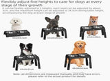 Black Adjustable Elevated Dog Bowl Stand with Stainless Steel Double Bowls, Foldable Raised Pet V888-ELOSUNG53426