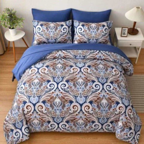 Floral Stripes Comforter Set, King Size, Elegant 3-Piece Bedding with Pillowcases V745-MAB010954AJ3