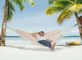 2-Person Bohemian Hammock with Fringes, 500 lbs Capacity, Cotton, Portable for Garden Patio Camping, V1188-MS-325-0987