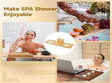 Bamboo Bathtub Caddy Tray, Adjustable 29.3" to 37.4", Expandable Bath Shelf with Multiple Slots, V1369-AZ3-W-08988