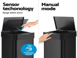 Devanti 50L Sensor Bin Motion Rubbish Bins Kitchen Automatic Trash Can Black SB-D-50-K250-BK