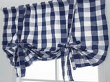 1*Curtain Blue and White Check Ups Farmhouse Thermal Insulated Window Adjustable Balloon V1366-AZ2-W-20656
