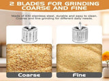 Manual nut grinder with 2 removable drum blades, cheese grater, peanut and almond grinder V1188-MS-325-0232