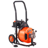 100FT x 1/2Inch Drain Cleaner Machine Sewer Auger Auto Feed with 4 Cutter & Air-Activated Foot V952-ZDJJKLSGDSTJZGK9AV3
