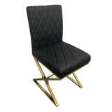 2X Dining Chair Stainless Gold Frame & Seat Black PU Leather V43-DC-DSY