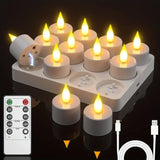 12-Pack Rechargeable LED Tea Lights, Smart Remote Control, Flameless Safe Romance, All-Scene V1232-WYLZ-001