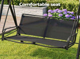 Gardeon Outdoor Swing Chair with Adjustable Canopy 142cmx172cm Stand Black GSC-BST-2S-BLACK
