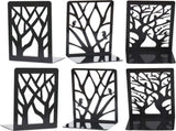6-Piece Black Metal Bookend Set, Assorted Tree Designs with Non-Slip Bases V1188-MS-731-049