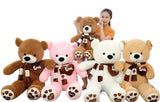 NNECN Huge 100cm Khaki Giant Teddy Bear Toys Stuffed Animals Soft Plush Cotton Scarf Bear Hold V728-NNETEDK